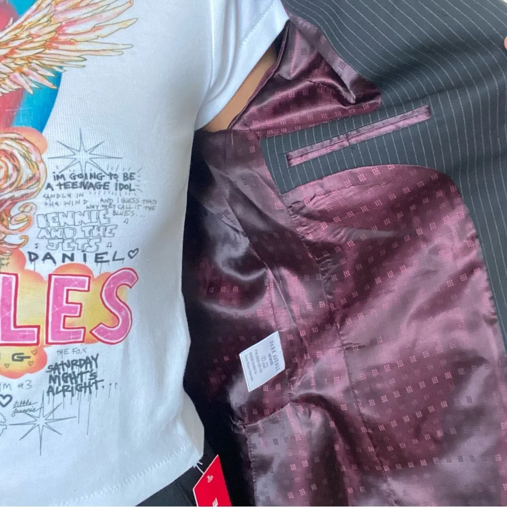 Park avenue womens suit pinstripe tailored blazer in black silk lining inside - Picture 6 of 6